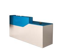 BVCL Reception Desk, with Multiple Open Storage compartments, for Office, Soho, Shop, Salon(Blue Left,280cm)