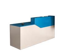 BVCL Reception Desk, with Multiple Open Storage compartments, for Office, Soho, Shop, Salon(Blue Right,180cm)