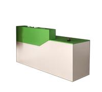 BVCL Reception Desk, with Multiple Open Storage compartments, for Office, Soho, Shop, Salon(Green Left,280cm)