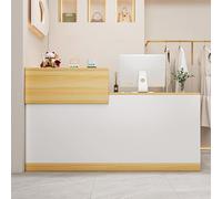 BVCL Reception Desk with Storage Shelves and counters, Small Office Front Desk, Salon Checkout Counter, Retail Store, Business Office, Reception Area, Walnut Color(Left,63")