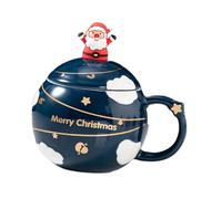 Bvdfgk 3 Piezas Taza de Cerámica Taza Novedosa Taza de Té Vaso de Agua Taza de Papá Noel con Cuchara Adecuado para Bebidas Calientes O Frías en, Azul, tal como se describe