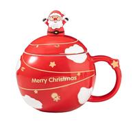 Bvdfgk 3 Piezas Taza de Cerámica Taza Novedosa Taza de Té Vaso de Agua Taza de Papá Noel con Cuchara Adecuado para Bebidas Calientes O Frías en, Rojo, tal como se describe