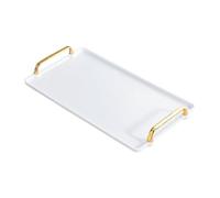 Bvdfgk Bandeja de Servir con Asa, Organizador de Tocador de Baño, Bandeja para Perfume, Mesa de Centro, Bandeja para Guardar Joyas para, Cenas Y, Blanco Grande, Individual