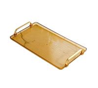 Bvdfgk Bandeja de Servir con Asa, Organizador de Tocador de Baño, Bandeja para Perfume, Mesa de Centro, Bandeja para Guardar Joyas para, Cenas Y, ámbar Grande, Individual