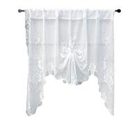 Bvdfgk Cenefa Tipo Swag para Ventana, Transpirable, para Decoración del Hogar, con Bolsillo para Barra, para Cocina, Cortina Corta para Sala de Estar, Balcón, Blanco 150cmx100cm, Individual