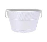 Bvdfgk Cubeta para Hielo de Metal Galvanizado con Asas Resistente Bañera para Bebidas Almacenamiento Bebidas para Fiestas Hogar Restaurantes, Blanco, tal como se describe