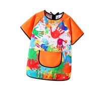 Bvdfgk de Arte para Niños Pequeños, Babero Multiusos de Manga Corta Suave para Comer, de Pintura para Hornear Y Cocinar, M Orange Sleeve, tal como se describe