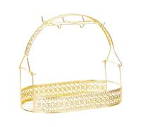 Bvdfgk Escurridor de Tazas, Cesta de Metal, Bandeja, Soporte para Vasos, Organizador para Exhibición de Regalos, Adecuado para El Hogar, La Oficina Y La, Oro Ovalado, tal como se describe
