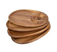 Bvdfgk Juego de 4 Bandejas para Aperitivos con Soportes para Vasos, Bandeja para Snacks, Bandeja de Madera para Servir, Bandeja de Degustación, Bandeja, Oval, Individual