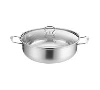 Bvdfgk Olla de Acero Inoxidable para Cocinar, Gruesa, con Doble Asa Y Tapa, Ideal para Fiestas, Reuniones Familiares Y del Hogar, 28cm