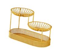 Bvdfgk Soporte de Cesta de Alambre de Niveles, Estante para Almacenar Verduras, Estante de Encimera de Cocina de Varios Niveles, Soporte para Frutero, Oro, tal como se describe