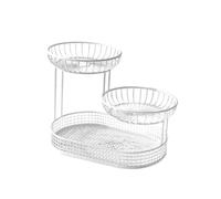 Bvdfgk Soporte de Cesta de Alambre de Niveles, Estante para Almacenar Verduras, Estante de Encimera de Cocina de Varios Niveles, Soporte para Frutero, Blanco, tal como se describe