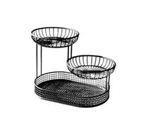 Bvdfgk Soporte de Cesta de Alambre de Niveles, Estante para Almacenar Verduras, Estante de Encimera de Cocina de Varios Niveles, Soporte para Frutero, Negro, tal como se describe