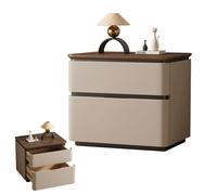 BVDHASDBT 40 x 40 x 50 cm, 50 x 40 x 50 cm, 60 x 40 x 50 cm, mesita de noche moderna de madera, diseño de perfil curvado, mesa auxiliar moderna, para dormitorio, sofá (caqui, 50 x 40 x 50 cm)