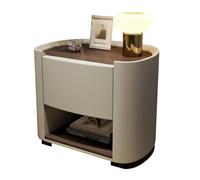 BVDHASDBT 45 x 40 x 50 cm, 50 x 40 x 50 cm, 55 x 40 x 50 cm, mesita de noche Simply Modern, mesita de noche de madera, diseño de perfil curvado, espacio de almacenamiento de doble capa (caqui, 55 x 40