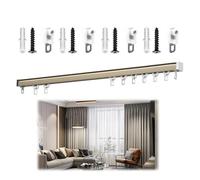 BVDHASDBT Kit de riel de montaje en techo o pared, riel de cortina de aluminio con rodillos silenciosos, para sala de estar, dormitorio, divisor de ducha, polea de rodamiento silencioso (dorado, 230