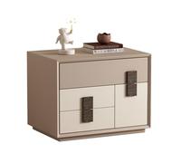 BVDHASDBT Mesita de noche con contenedores de tela, mesita de noche de madera, mesa auxiliar moderna con diseño de perfil curvado, para dormitorio, sala de estar, diseño de perfil curvado (caqui, 70 x