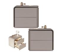 BVDHASDBT Mesita de noche de madera maciza, diseño de perfil curvado, mesita de noche sencillamente moderna, para dormitorios, salas de estar, oficinas (gris (izquierda/derecha), 50 x 40 x 50 cm