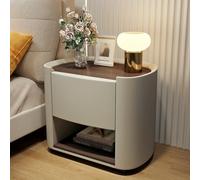 BVDHASDBT Mesita De Noche Pequeña, Mesita De Noche De Madera, Mesa Auxiliar De Alto Brillo, Diseño De Perfil Curvo, For Sala De Estar, Pasillo Y Entrada.(Khaki,55x40x50cm)