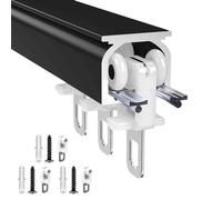 BVDHASDBT Riel de cortina de techo, riel individual para montaje en techo o pared, rieles de cortina resistentes para sala de estar, dormitorio, divisor de habitación, fácil instalación (negro, 180
