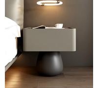 BVDHASDBT Simply Modern - Mesita de noche de madera, soporte de pie de metal liso y redondo, mesa auxiliar de alto brillo, para dormitorio, armario, dormitorio (gris, 50 x 40 x 49 cm)