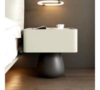 BVDHASDBT Simply Modern - Mesita de noche de madera, soporte de pie de metal liso y redondo, mesa auxiliar de alto brillo, para dormitorio, armario, dormitorio (beige, 50 x 40 x 49 cm)