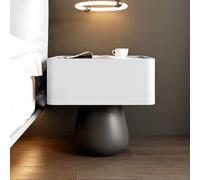BVDHASDBT Simply Modern - Mesita de noche de madera, soporte de pie de metal liso y redondo, mesa auxiliar de alto brillo, para dormitorio, armario, dormitorio (blanco, 45 x 40 x 49 cm)
