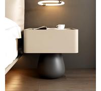 BVDHASDBT Simply Modern - Mesita de noche de madera, soporte de pie de metal liso y redondo, mesa auxiliar de alto brillo, para dormitorio, armario, dormitorio (caqui, 45 x 40 x 49 cm)