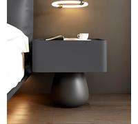 BVDHASDBT Simply Modern - Mesita de noche de madera, soporte de pie de metal liso y redondo, mesa auxiliar de alto brillo, para dormitorio, armario, dormitorio (gris oscuro, 50 x 40 x 49 cm)
