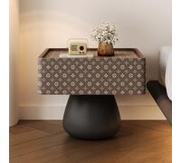 BVDHASDBT Simply Modern - Mesita de noche de madera, soporte de pie de metal liso y redondo, mesa auxiliar de alto brillo, para dormitorio, armario, dormitorio (café, 50 x 40 x 49 cm)