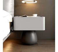 BVDHASDBT Simply Modern - Mesita de noche de madera, soporte de pie de metal liso y redondo, mesa auxiliar de alto brillo, para dormitorio, armario, dormitorio (gris claro, 40 x 40 x 49 cm)