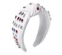 BVGA Diademas para el 4 de julio, diademas anudadas de cristal para mujer, diamantes de imitación, Día de la Independencia, 4 de julio, bandera estadounidense, estilo festivo, diadema roja, blanca y azul, diadema ancha con nudo superior