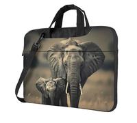 bvgweet Maletín para ordenador portátil con estampado de elefante viejo y elefante joven, bolsa de hombro para computadora de 13/14/15.6 pulgadas, Black, 13 inch