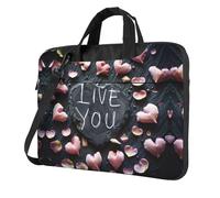 bvgweet Maletín para ordenador portátil con texto en inglés "I Love You Words With Hearts" (13/14/15.6 pulgadas), Black, 14 inch