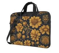 bvgweet Many Golden Flowers 1 - Maletín para portátil de 13/14/15.6 pulgadas, Black, 15.6 inch