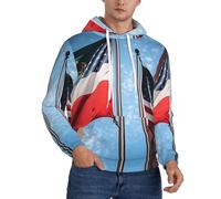 bvgweet Sudadera con capucha y estampado de bandera mexicana americana para hombre, sudadera de forro polar de manga larga con bolsillos, sudadera casual para entrenamiento, Negro, L