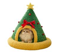 Bvizyelck Árbol de Navidad para Mascotas, Casa de Navidad para Gatos | Cama cálida para Perros con Cueva para Gatos de Invierno | Cama para Tienda de campaña para Perros, escondite para Gatos con