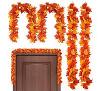 Bvizyelck Guirnalda de otoño para manto, guirnalda de hojas de arce de 4 piezas, decoraciones de otoño, adornos de Halloween, decoración del hogar para balcón, apartamento, festival, manto, escalera