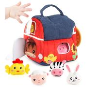 Bvizyelck Juguetes De Peluche De Granja para Bebés - Set De Juego Educativo E Interactivo con Animales De Peluche,Animales De Granja con Caja Transportadora | para Niños, Familia Y