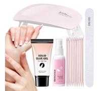 Bvizyelck Kit de Pegamento y Quitaesmalte | Gel Adhesivo Para Extensiones Acrílicas,Herramienta Multiusos Para Manicura Con Luz UV Para Bodas Fiestas Viajes Y Hogar