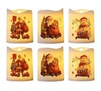 Bvizyelck Velas Navideñas LED, 6PCS Velas Con Pilas De Muñeco De Nieve De Papá Noel, Vela Navideñas Sin Llama Con Luz Blanca Cálida, Candelita Parpadeante Sin Llama Para Dormitorio, Mesa De Comedor
