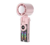 Bvizyelck Ventilador Manual Portátil | Ventilador Personal Plegable Con Luces Ambientales,Con Pantalla Digital Imprescindible En Calor Para Hombres Mujeres Jóvenes