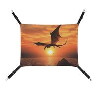 BVKWNTSA Adecuado para todas las estaciones. Hamaca de lona con estampado de dragón volador y puesta de sol en el mar, cama colgante para gatos y perros, transpirable y cómoda, esencial