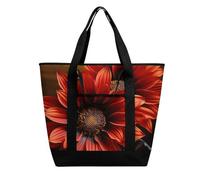 BVKWNTSA Bolsa de compras aislada con estampado de girasol rojo de gran capacidad, material de tela Oxford impermeable, adecuada para compras, picnics y otros escenarios