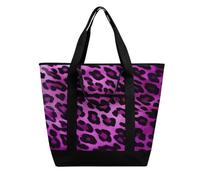 BVKWNTSA Bolsa de compras aislada con estampado de leopardo morado de gran capacidad, material de tela Oxford impermeable, adecuada para compras, picnics y otros escenarios