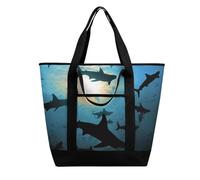 BVKWNTSA Bolsa de compras aislada con estampado de tiburones martillo, de gran capacidad, material de tela Oxford impermeable, adecuada para compras, picnics y otros escenarios