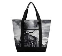 BVKWNTSA Bolsa de la compra aislada con diseño de nubes de tren de vapor de gran capacidad, material de tela Oxford impermeable, adecuada para compras, picnics y otros escenarios