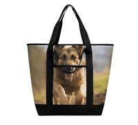 BVKWNTSA Bolsa de la compra aislada con estampado de perro pastor alemán de gran capacidad, material de tela Oxford impermeable, adecuada para compras, picnics y otros escenarios