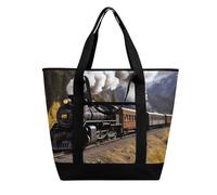 BVKWNTSA Bolsa de la compra aislada con impresión de tren de locomotora de vapor de gran capacidad, material de tela Oxford impermeable, adecuada para compras, picnics y otros escenarios