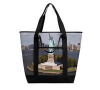 BVKWNTSA Bolsa de la compra aislada impresa de la Estatua de la Libertad de gran capacidad en Nueva York, material de tela Oxford impermeable, adecuado para compras, picnics y otros escenarios